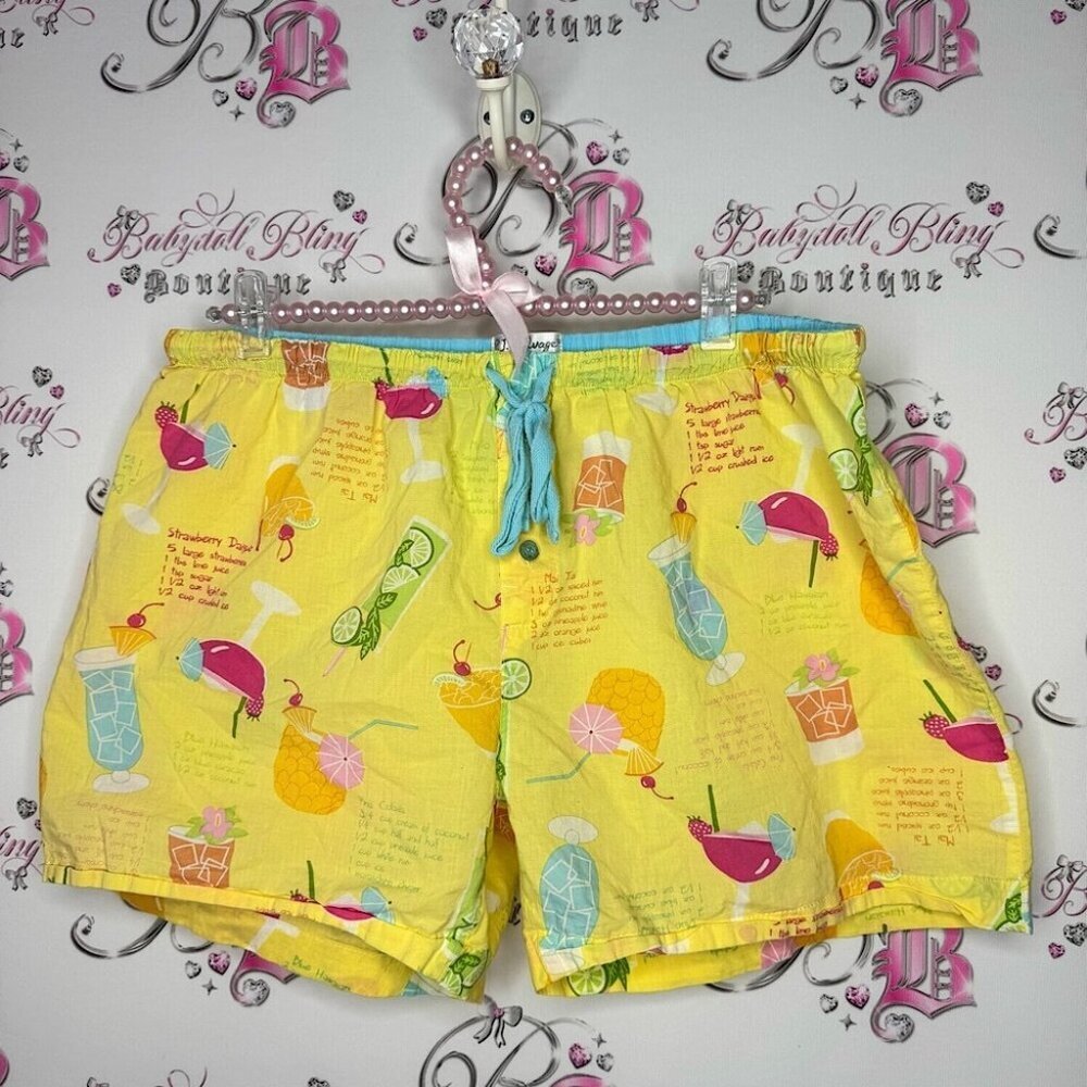 P.j salvage shorts Cocktail 🍹 Print Yellow Shorts drink recipes cute light